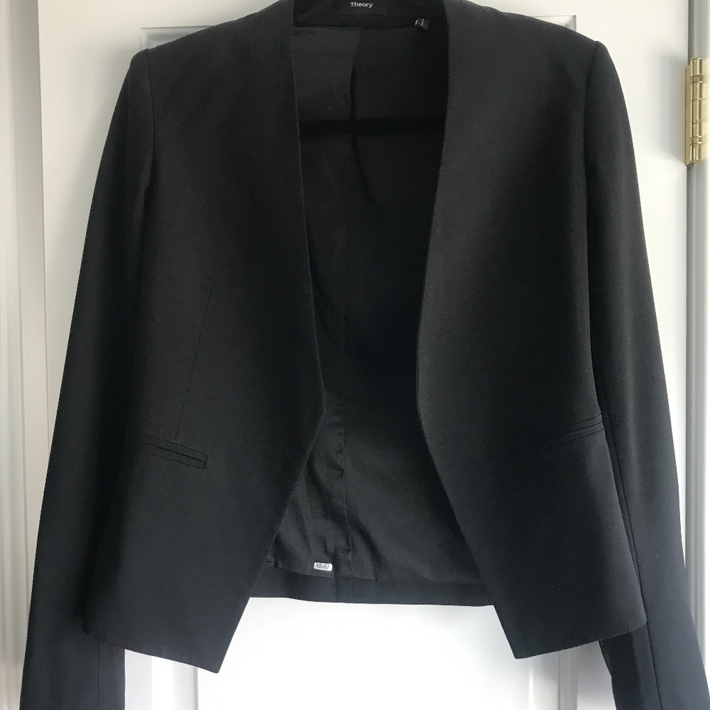 Theory Lanai Black Open Front Blazer Nwot - image 3